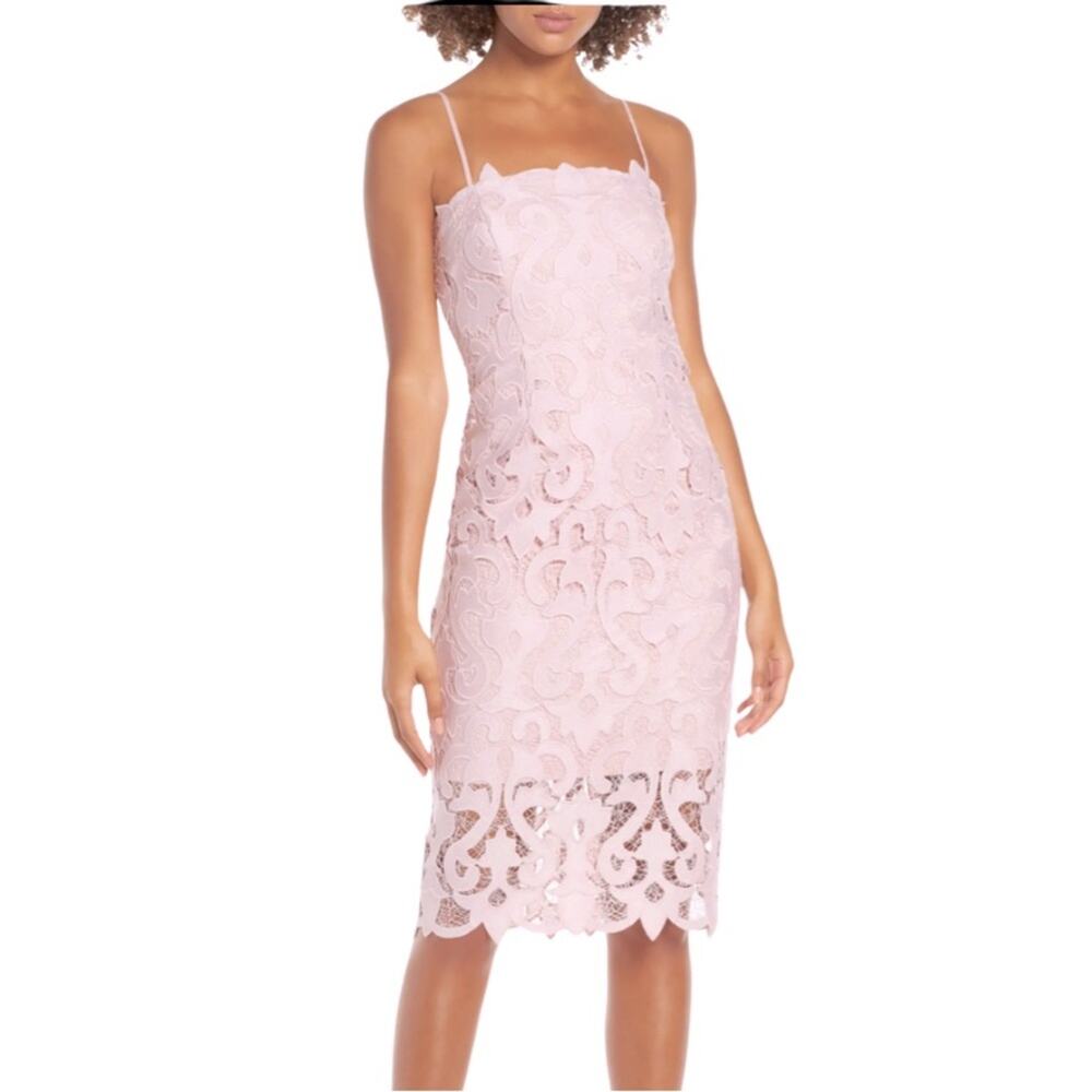 Bardot Lina Lace Sheath Dress- Pink Rose Size S
